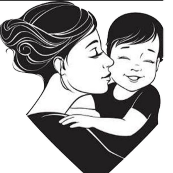 Мама обнимает ребенка вектор