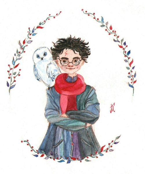 Акварельные открытки Гарри Поттер