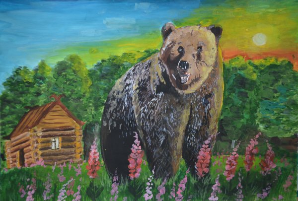 Мишка гуашью