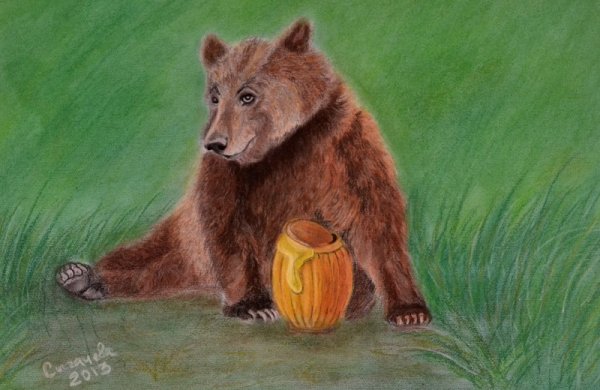 Медведь гуашью