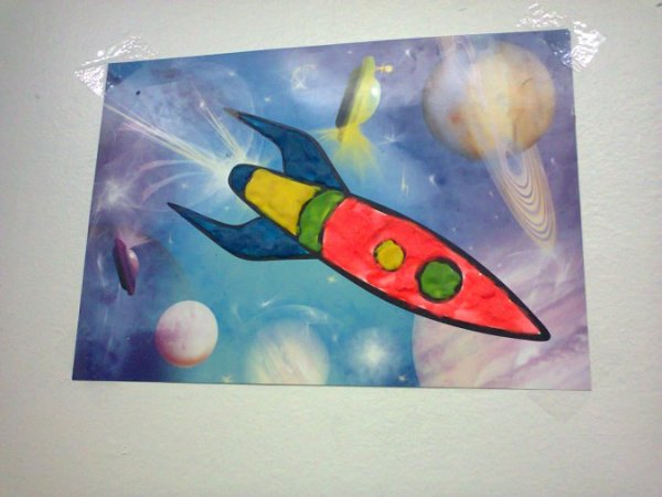 Рисование космоса гуашью с ракетами