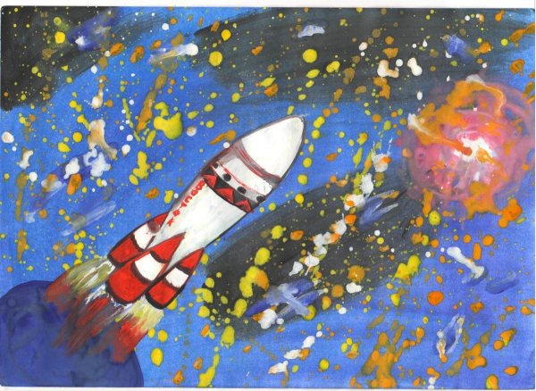 Рисование ракета в космосе