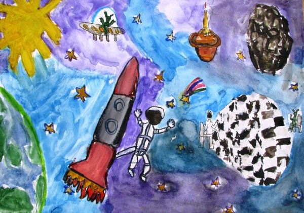Конкурс детского рисунка «я рисую космос» много работ