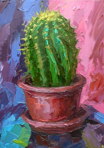 Кактусы мастихином