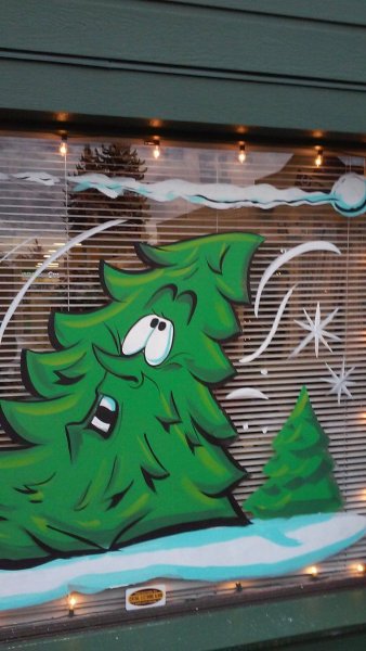 Елочка на окне красками