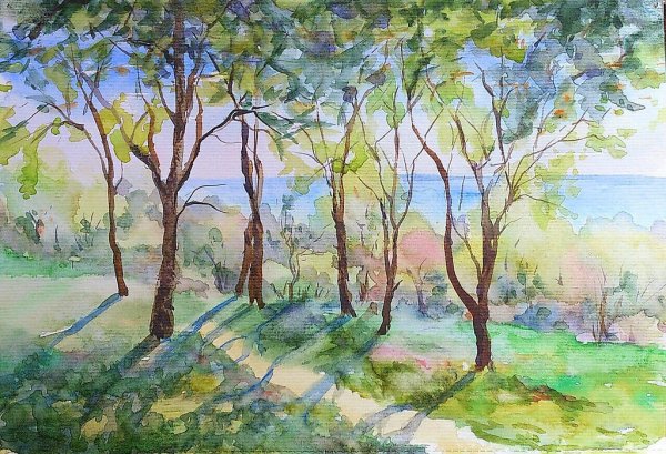 Солнечные пейзажи акварелью