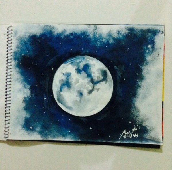 Луна красками