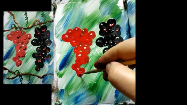 Рисуем виноград пальцами