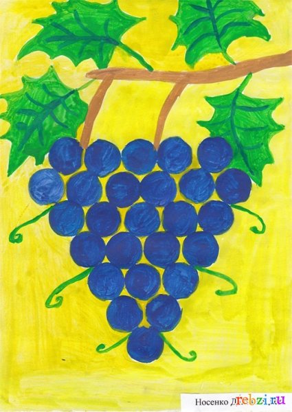 Виноград рисование пальчиками
