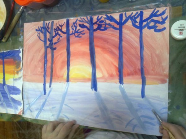 Рисование гуашью в детском саду