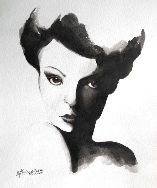 Портрет черной краской