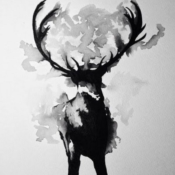 Чёрно-белые рисунки красками