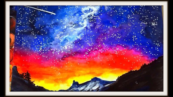 Звездное небо красками для детей