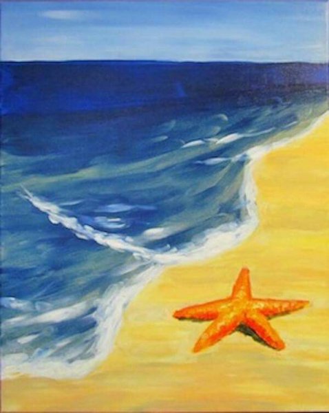 Морская звезда гуашью