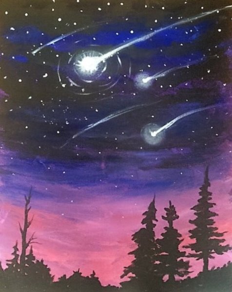 Падающая звезда красками