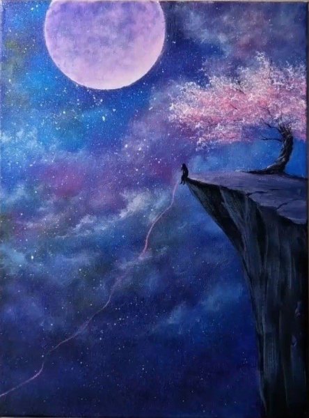 Космос акварелью и гуашью