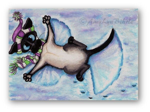 Новогодние сиамские коты рисунки