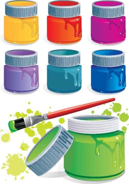 Баночки с краской вектор