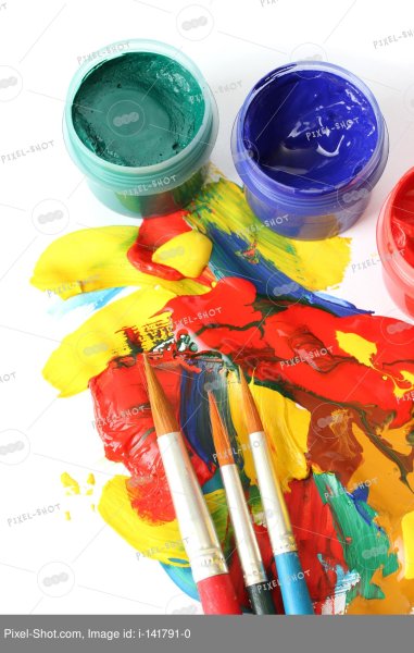 Баночка гуаши с кисточкой