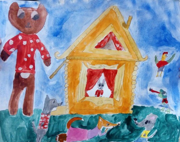 Теремок гуашью