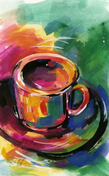 Кружки акварелью живопись