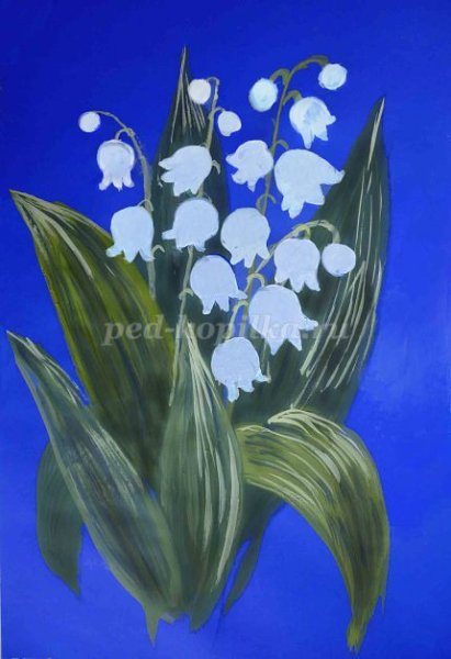 Ландыши гуашью поэтапно