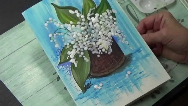 Нетрадиционное рисование Ландыши для мамы поэтапно