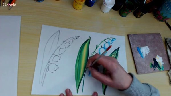 Рисование ландыша по этапно