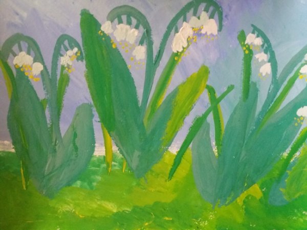 Рисование Ландыши средняя группа