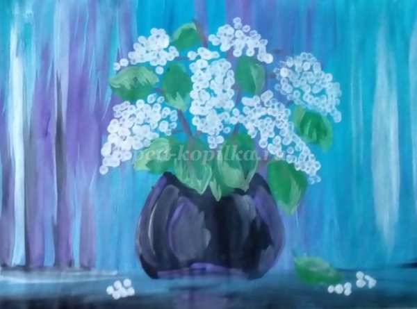 Рисуем сирень гуашью с детьми