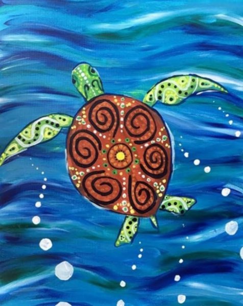 Черепаха красками для детей