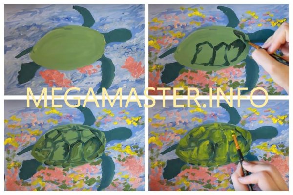 Рисование для малышей красками черепашка