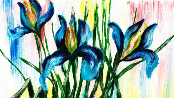 Рисуем ирисы гуашью