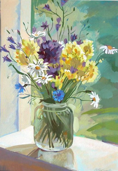 Цветы гуашью