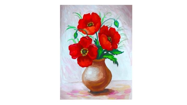 Маки в вазе гуашью