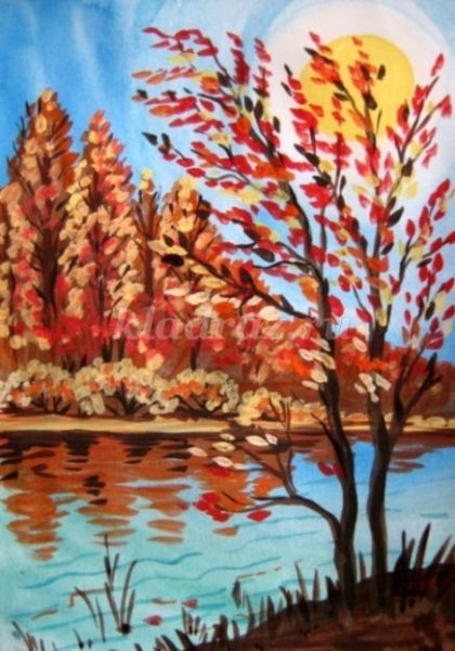 Поэтапное рисование пейзаж осень