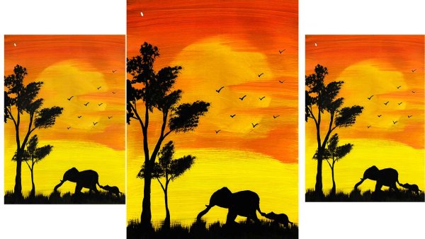 Африка рисунок в тёплых тонах