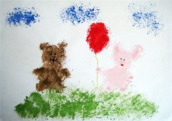 Техника оттиск мятой бумагой