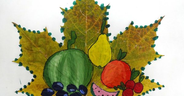 Рисование листьями