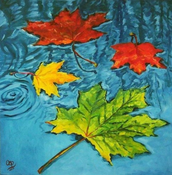 Кленовый лист живопись