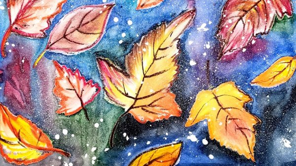 Рисование с осенними листьями с детьми