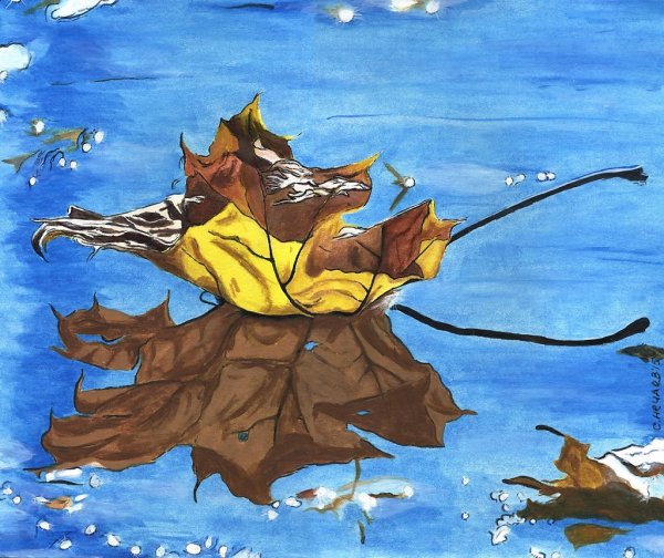 Рисование листьями