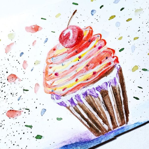 Рисование акварелью кексы
