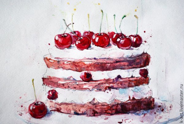 Пирожное с вишней скетч