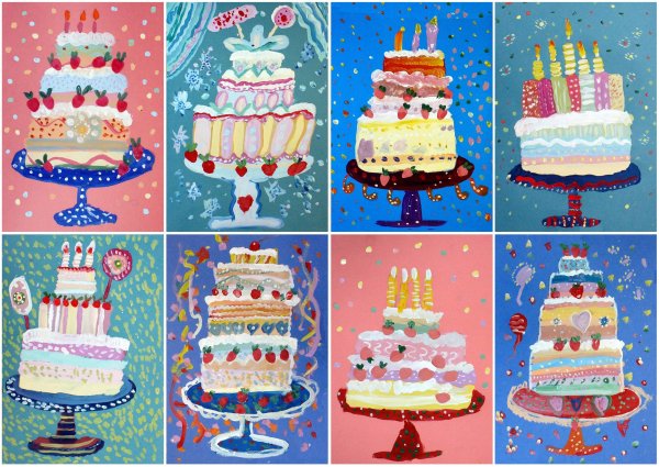 Рисунок торта гуашью для детей