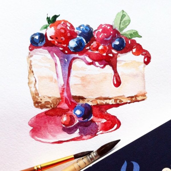 Торт акварель