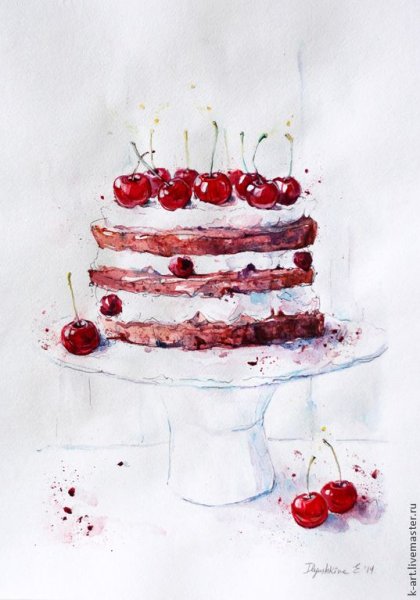 Торт акварель