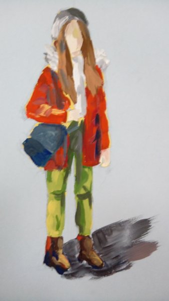 Этюд фигуры человека гуашью