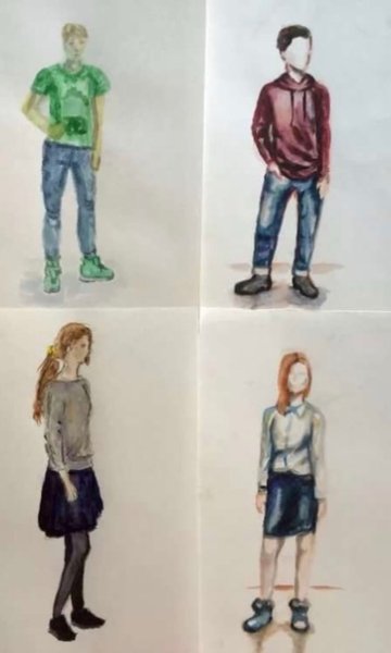 Этюд фигуры человека акварелью