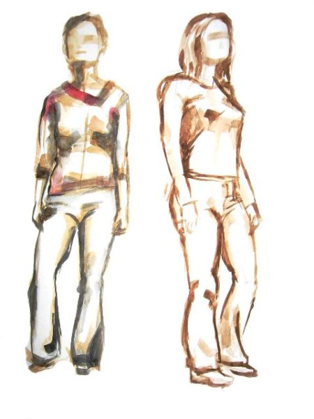 Этюд фигуры человека акварелью